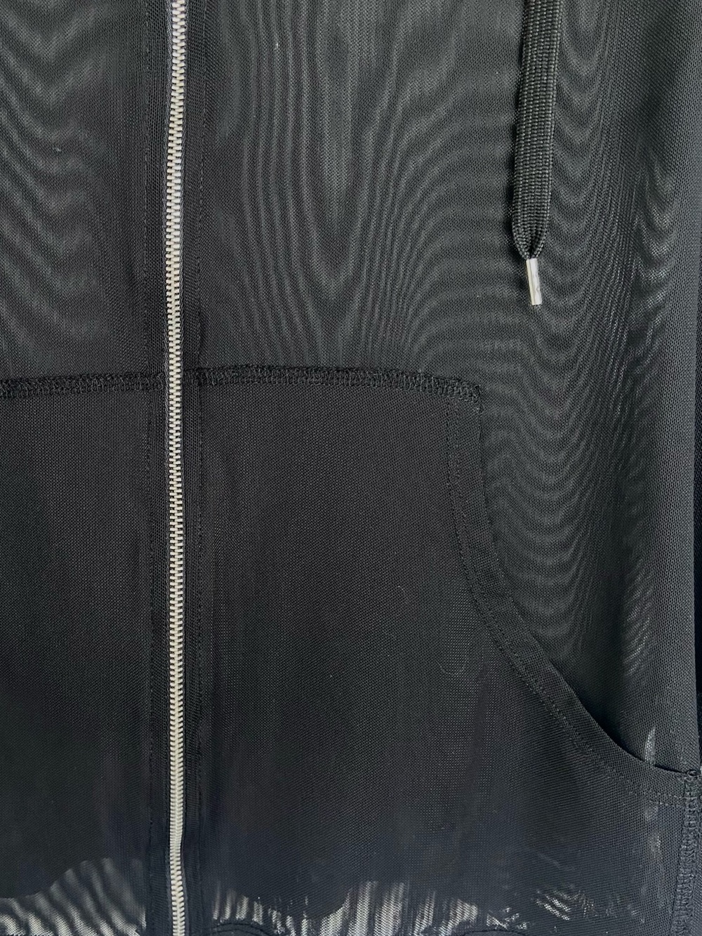 ZARA SPORT Black Sheer Mesh Zip Hoodie - Picture 7 of 8
